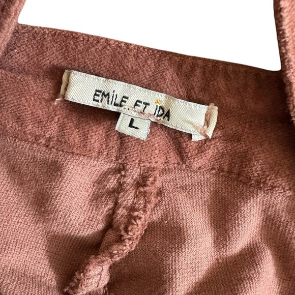 Emile et Ida Soft Corduroy Jumpsuit Mauve Dusty Rose Straight Leg L - Picture 9 of 10